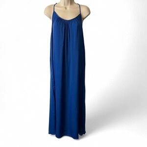 The Good Journey Royal Blue Textured Satin Maxi Dress